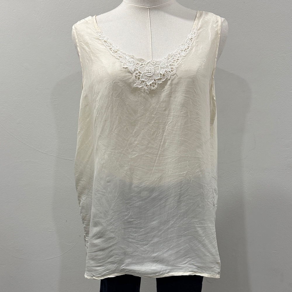 Vintage 100% Silk Camisole with Lace Detail | Angela Tong | Size L